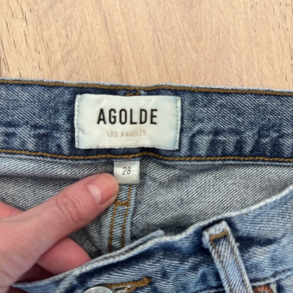 Agolde 90’s Pinch Waist High Rise Light Blue Straight Leg Jeans - Picture 5 of 6